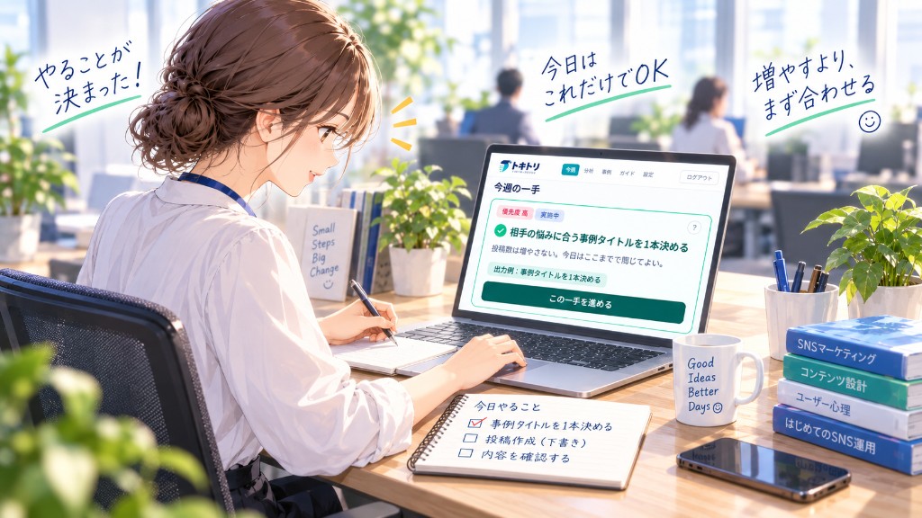 今週の一手が画面に出て、やることが決まったAさん