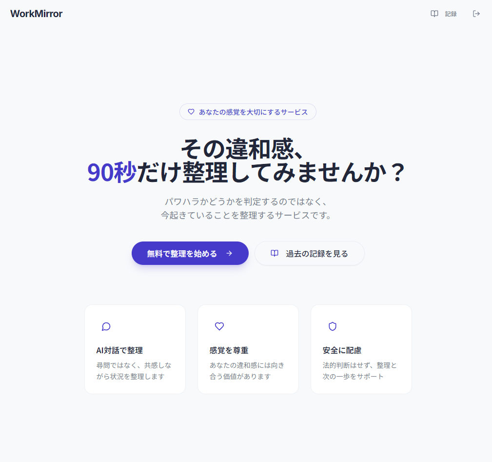 WorkMirrorの画面